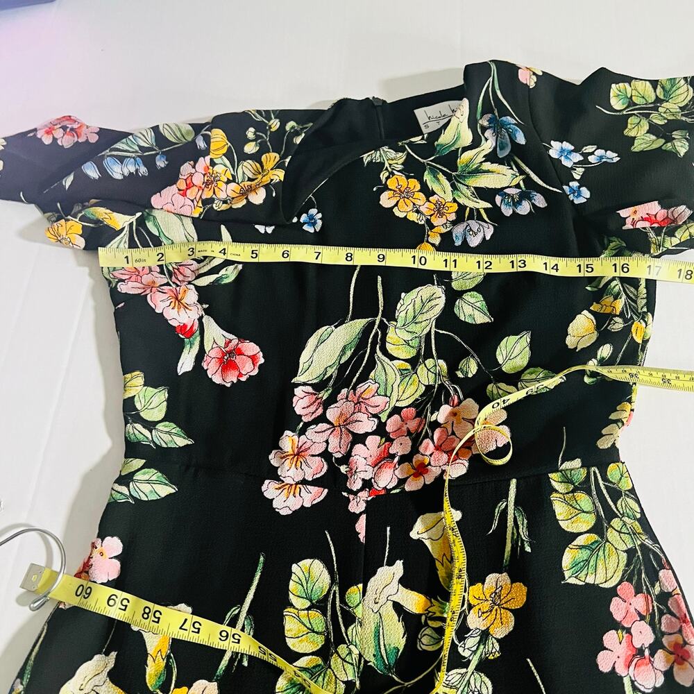 Nicole Miller Floral Short Sleeve Wide Leg Jumpsuit Size 2 Multicolor - Picture 6 of 8